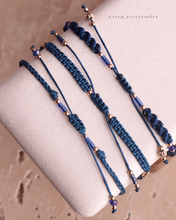將圖片載入圖庫檢視器 *Turkish Evil Eye* Navy Handstrap set with Swarovski and Japanese glass beads
