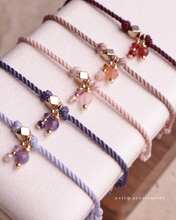 將圖片載入圖庫檢視器 Natural stone thick twisted rope Hand strap with Swarovski and glass beads <red,dusty,pink,purple>
