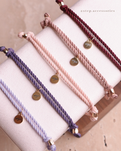 將圖片載入圖庫檢視器 Natural stone thick twisted rope Hand strap with Swarovski and glass beads <red,dusty,pink,purple>
