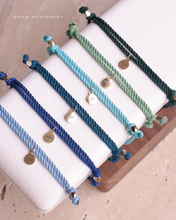 將圖片載入圖庫檢視器 Natural stone thick twisted rope Hand strap with Swarovski and glass beads <green,matcha,lake,mint,navy,blue>
