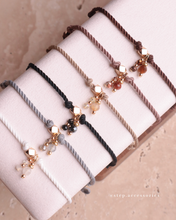 將圖片載入圖庫檢視器 Natural stone thick twisted rope Hand strap with Swarovski and glass beads <brown,khaki,yellow.black.gray,white>
