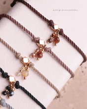 將圖片載入圖庫檢視器 Natural stone thick twisted rope Hand strap with Swarovski and glass beads <brown,khaki,yellow.black.gray,white>
