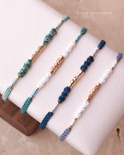 將圖片載入圖庫檢視器 Carving beads Hand strap with Japanese glass beads <green. lake. navy. blue>
