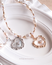 將圖片載入圖庫檢視器 Lace Shell Heart 2 ways Choker with Freshwater pearls and Glass beads<2 colors>
