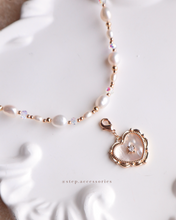將圖片載入圖庫檢視器 Lace Shell Heart 2 ways Choker with Freshwater pearls and Glass beads<2 colors>
