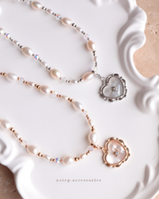 將圖片載入圖庫檢視器 Lace Shell Heart 2 ways Choker with Freshwater pearls and Glass beads<2 colors>
