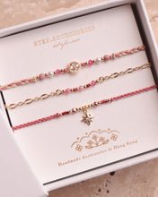將圖片載入圖庫檢視器 *Flower&amp;Star紅紋石* Tulip Handstrap set with Swarovski and Japanese glass beads
