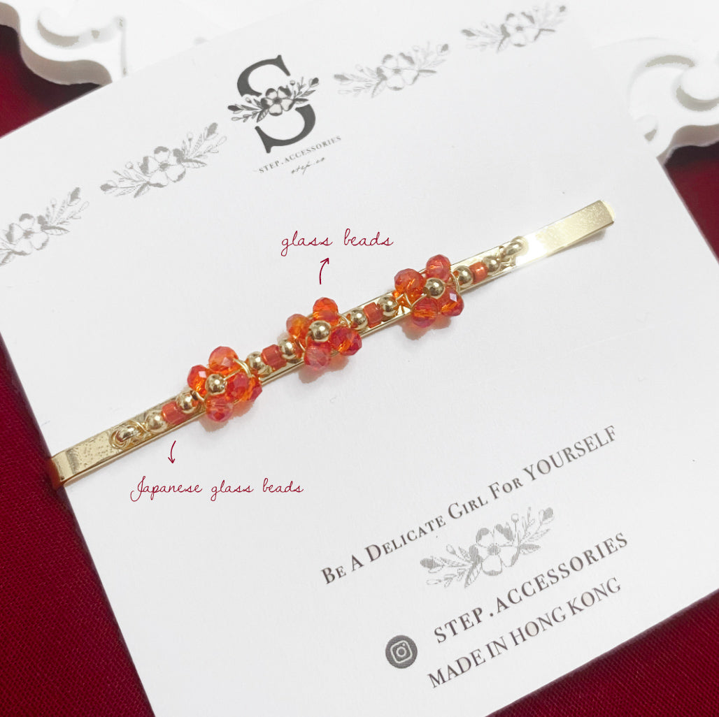 ꕥ Lunar New Year Collection ꕥ Japanese glass beads Hair Clips with Swarovski/ Glass beads