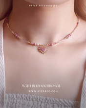 將圖片載入圖庫檢視器 *紅紋石*Natural stone Heart Pendants Choker with Swarovski and Japanese glass beads
