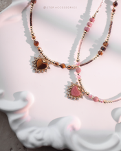 將圖片載入圖庫檢視器 *紅紋石*Natural stone Heart Pendants Choker with Swarovski and Japanese glass beads

