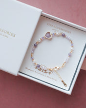 將圖片載入圖庫檢視器 **薰衣草晶**Natural stone Heart Bracelet with Swarovski and Freshwater pearls
