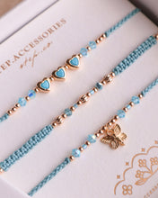 將圖片載入圖庫檢視器 *Blue Heart &amp; Butterfly* Pink Handstrap set with Swarovski and Japanese glass beads
