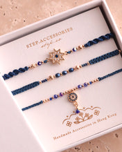 將圖片載入圖庫檢視器 *Turkish Evil Eye* Navy Handstrap set with Swarovski and Japanese glass beads
