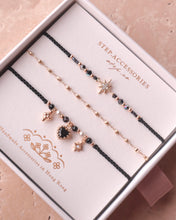 將圖片載入圖庫檢視器 *Black Heart黑瑪瑙* Black Handstrap set with Swarovski and Japanese glass beads

