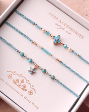 將圖片載入圖庫檢視器 *Blue Flower藍松石* Blue Handstrap set with Swarovski and Japanese glass beads
