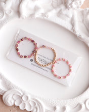 將圖片載入圖庫檢視器 Mini Square Natural stone Ring set with Japanese glass beads and glass beads <tulip, pink, purple>
