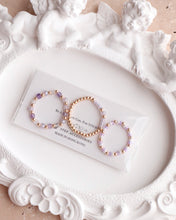 將圖片載入圖庫檢視器 Mini Square Natural stone Ring set with Japanese glass beads and glass beads <tulip, pink, purple>
