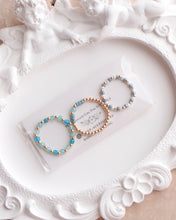 將圖片載入圖庫檢視器 Mini Square Natural stone Ring set with Japanese glass beads and glass beads <blue, lake, green>
