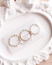 將圖片載入圖庫檢視器 Mini Square Natural stone Ring set with Japanese glass beads and glass beads <blue, lake, green>
