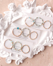 將圖片載入圖庫檢視器 Natural stone Ring set with Japanese glass beads and Czech glass beads <blue, lake, mint>
