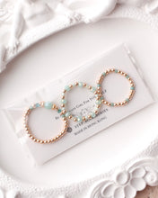 將圖片載入圖庫檢視器 Natural stone Ring set with Japanese glass beads and Czech glass beads <blue, lake, mint>
