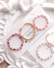 將圖片載入圖庫檢視器 Mini Square Natural stone Ring set with Japanese glass beads and glass beads <tulip, pink, purple>

