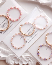 將圖片載入圖庫檢視器 Mini Square Natural stone Ring set with Japanese glass beads and glass beads <tulip, pink, purple>
