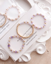 將圖片載入圖庫檢視器 Mini Square Natural stone Ring set with Japanese glass beads and glass beads <tulip, pink, purple>
