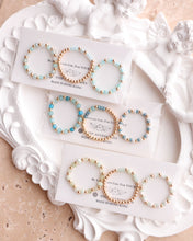 將圖片載入圖庫檢視器 Mini Square Natural stone Ring set with Japanese glass beads and glass beads <blue, lake, green>
