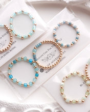 將圖片載入圖庫檢視器 Mini Square Natural stone Ring set with Japanese glass beads and glass beads <blue, lake, green>
