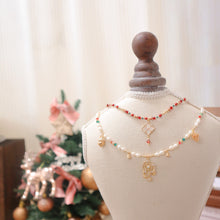 將圖片載入圖庫檢視器 J238 Snowflake, Christmas bell, Pinecone Choker with Freshwater pearls and Swarovski
