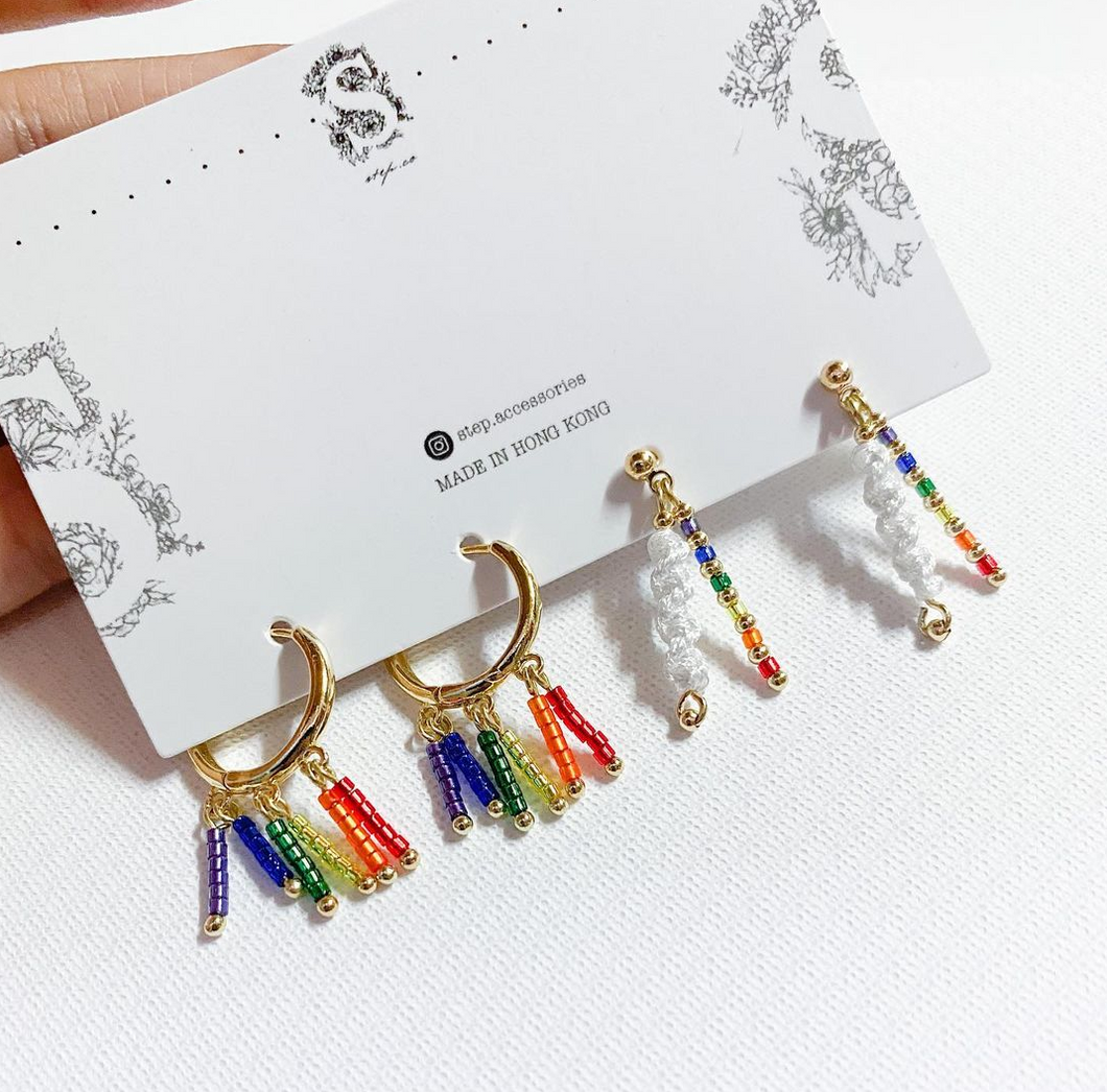S8 rainbow janpanese glass beads earrings set