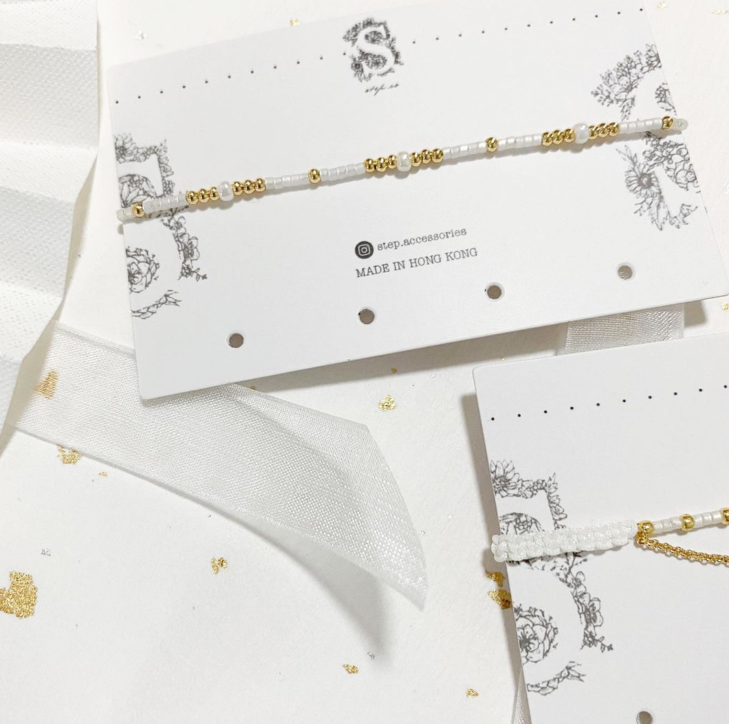 H018 white Japanese glass beads hand strap