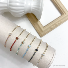 將圖片載入圖庫檢視器 Flat Natural Stone &amp; Japanese glass beads bracelet &lt; 6 colors &gt;
