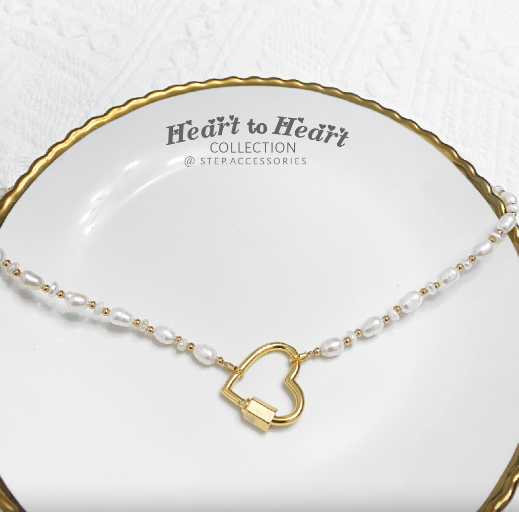 Heart Buckle Choker with Freshwater Pearls <2 styles>