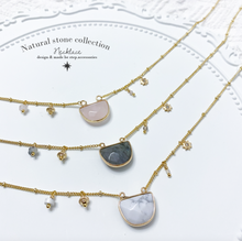 將圖片載入圖庫檢視器 Semicircle Natural stone Necklace with Star &lt; 3 colors &gt;
