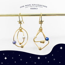 將圖片載入圖庫檢視器 S180 Double hoop star hook earrings with galaxy beads
