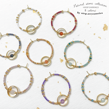將圖片載入圖庫檢視器 Natural stone hoop earrings with Swarovski, Czech glass beads &amp; Japanese glass beads &lt; 8 colors &gt;
