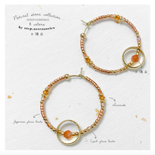 將圖片載入圖庫檢視器 Natural stone hoop earrings with Swarovski, Czech glass beads &amp; Japanese glass beads &lt; 8 colors &gt;
