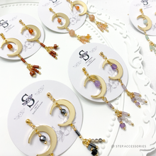 將圖片載入圖庫檢視器 S190 Natural stone Earrings with Moon &lt; 7 colors &gt;
