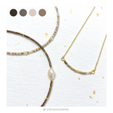 將圖片載入圖庫檢視器 Brown/ Khaki Japanese glass beads with Freshwater pearls Choker/ Necklace &lt; 3 styles &gt;
