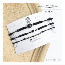 將圖片載入圖庫檢視器 H029 黑瑪瑙 Black Natural stone with japanese glass beads hand strap set / piece &lt;total 12 colors&gt;
