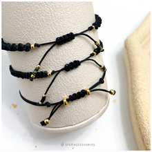 將圖片載入圖庫檢視器 H029 黑瑪瑙 Black Natural stone with japanese glass beads hand strap set / piece &lt;total 12 colors&gt;
