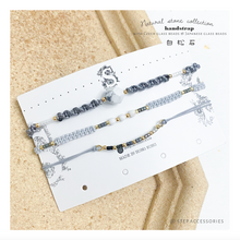 將圖片載入圖庫檢視器 H028 白松石 Gray Natural stone with japanese glass beads hand strap set / piece &lt;total 12 colors&gt;
