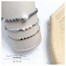 將圖片載入圖庫檢視器 H028 白松石 Gray Natural stone with japanese glass beads hand strap set / piece &lt;total 12 colors&gt;
