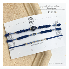 將圖片載入圖庫檢視器 H127 紫金砂 Navy Natural stone with japanese glass beads hand strap set / piece &lt;total 12 colors&gt;
