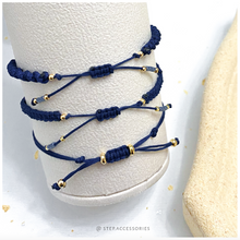 將圖片載入圖庫檢視器 H127 紫金砂 Navy Natural stone with japanese glass beads hand strap set / piece &lt;total 12 colors&gt;
