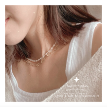 將圖片載入圖庫檢視器 J010 Freshwater pearls Choker with Japanese glass beads and gold chain
