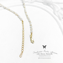 將圖片載入圖庫檢視器 J077 Freshwater pearls choker with Zircon butterfly
