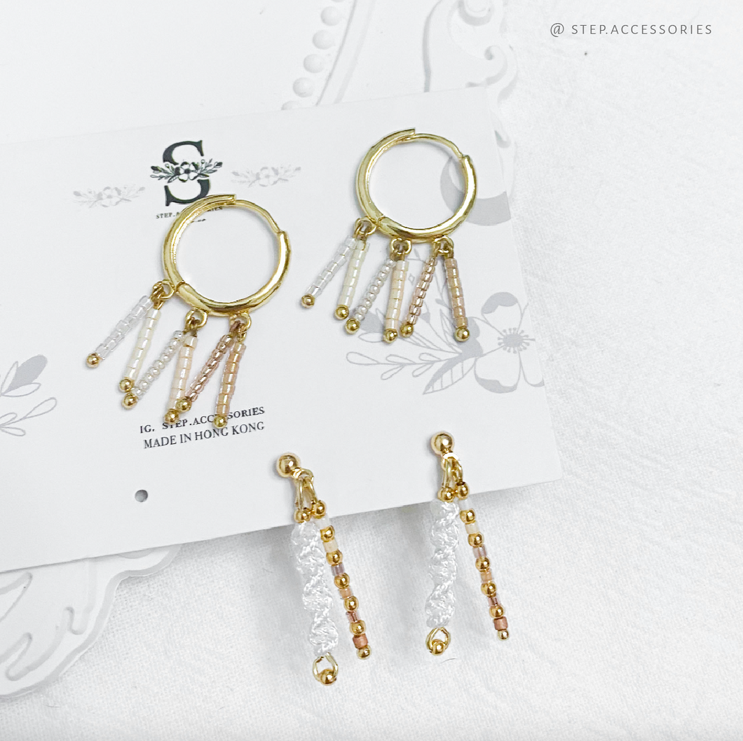 D088-D092set Japanese glass beads earrings set <4 colors>